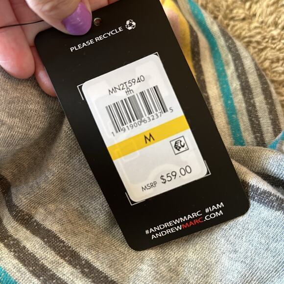 Marc New York Performance crop roll‎ short sleeve top size medium striped - Picture 5 of 6